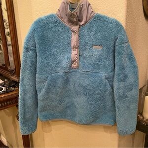 SPYDER Women Turquoise 1/4 Snap Soft Plush Sherpa Pullover Sweater Size Small